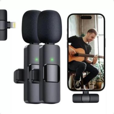 Imagem de Kit 02 Microfones Profissional De Lapela Anti Ruído Recarregável Entra