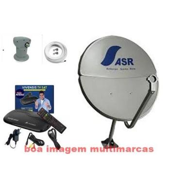 Imagem de Kit Antena Parabólica 60cm com Receptor Digital SatHd Visiontec VT1000