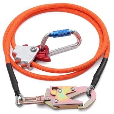 Imagem de VFKENA Kit de flipline para escalada em árvore - Linha de virar corda de escalada de 1/2 x 2 pés com mosquetão de trava tripla ajustador de aço giratório para proteção contra quedas, equipamento de