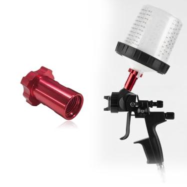 Imagem de Yourkar Adaptador de copo de pistola de pulverização, substituição de adaptador de copo de pistola de tinta spray fêmea de alumínio durável M16, passo do adaptador do copo da pistola de pulverização