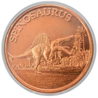 Imagem de Spinosaurus Dinosaur 1 oz Pure .999 Copper Round 39mm Challenge Coin in Capsule - COA by Heavenly Metals