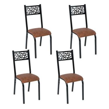 Imagem de Conjunto 4 cadeiras cozinha jantar ciplafe jade tubo preto fosco assen