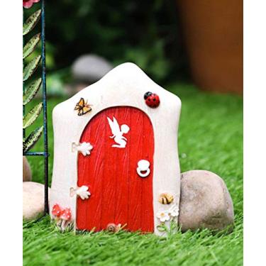 Imagem de Ebros Gift Enchanted Fairy Garden Miniature Tinker Bell Magical Pixie Red Door Figurine 4.75" H Do It Yourself Ideas for Your Home