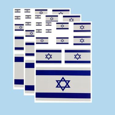 Imagem de Ruoming Ruoming Conjunto de adesivos de bandeira nacional de 3 peças, vários tamanhos, 3 folhas (Israel)