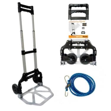 Imagem de Carrinho Mão Dobrável Transporte Carga Até 80kg De Alumínio