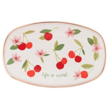 Imagem de Karma, Bandeja oval com detalhes dourados, tigela colorida, prato decorativo de porcelana, bandeja de joias para anéis e pulseiras, colar Life is Sweet