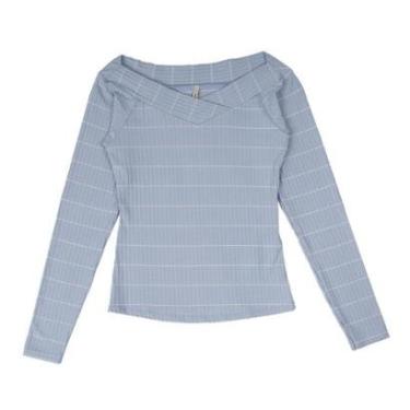 Imagem de Blusa Feminina Habana Canelada com Listras Azul Claro-Feminino
