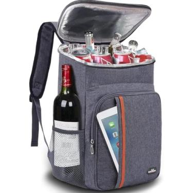 Imagem de Mochila Isotérmica com Capacidade para 30 Latas, Resistente a Vazamentos Ideal Lanches e para Praia, Camping, Trilhas, Piqueniques, Ambiente de Trabalho e Viagens (Cinza)