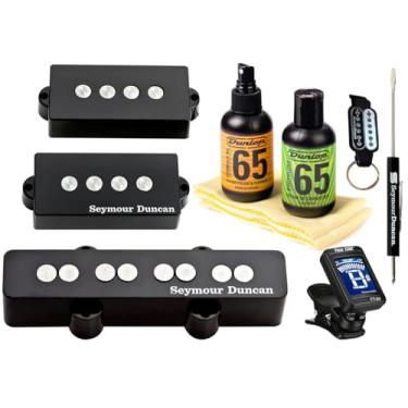 Imagem de Seymour Duncan Conjunto de pijamas de baixo 45 g P-J com afinador verdadeiro e kit de cuidados Dunlop