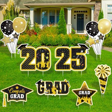 Imagem de Wironlst Placa de Quintal de Formatura 2024 Decorações de Formatura, Placas de Quintal de Graduação com Estacas Decoração de Gramado À Prova D'Água para Turma de 2024 High School College Fontes de Dec