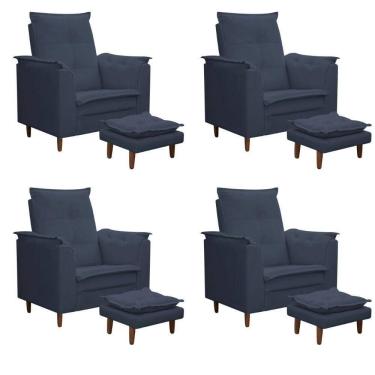 Imagem de Kit 04 Poltronas Maria Para Amamentação E Descanso Com Puff Confortável Suede Azul Marinho Mabe Magazine