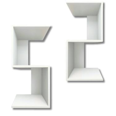 Imagem de Kit 2 Mesa De Cabeceira Multiuso Nicho Em S 30x30x65cm Branco
