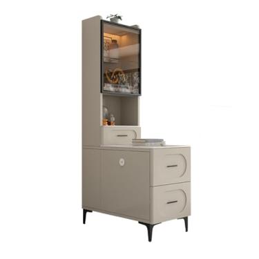 Imagem de Armário lateral de sofá Sala de estar sofá aparador armários laterais armários de canto mesa lateral prateleiras moderno simples pequena mesa de centro Armário de armazenamento(Khaki,80x40x165cm)