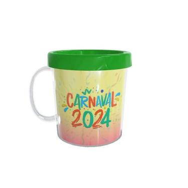 Imagem de Caneca Acrílica Rosqueável Personalizada - Carnaval 2024 - Verde - 1 u