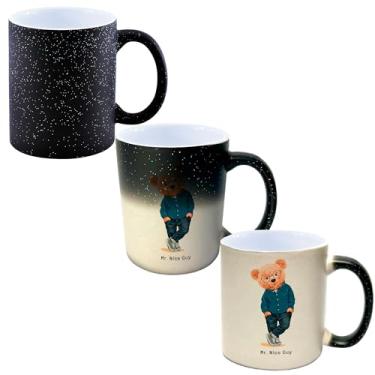 Imagem de Caneca Mágica Glitter Muda de Cor Porcelana 325ml - URSO TEDDY NERD CAMISA