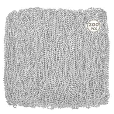 Imagem de Colares de miçangas de Mardi Gras Huskein Silver 200 unidades de plástico de 84 cm