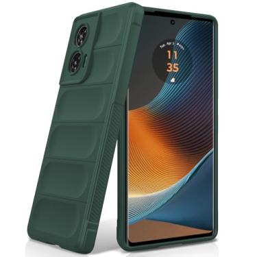 Imagem de BonYonka Capa de silicone para Motorola Moto Edge 50 Fusion, forro de microfibra antiarranhões, capa à prova de choque com proteção para câmera, verde