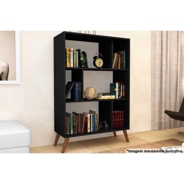 Imagem de Estante p/ Sala RT3015 c/ 6 Nichos 81x124cm Preto - Movelbento