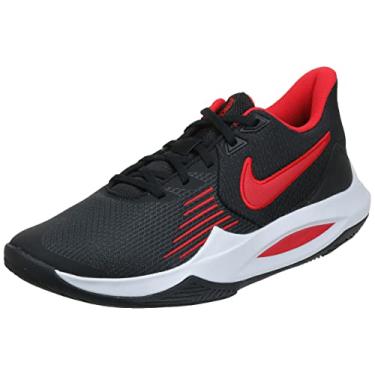 Imagem de Nike Tênis de basquete masculino Precision 5 preto, vermelho, branco CW3403-004, Preto/branco/vermelho universitário, 7.5