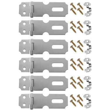 Imagem de Dobradiça Porta Cadeado Fecho Trinco Zincado 6,3Cm 06 Un