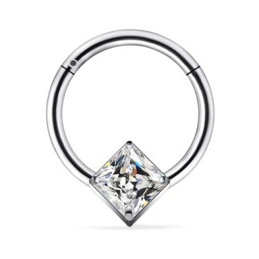 Imagem de Ruifan 20G 18G 16G Anéis de nariz de titânio para mulheres coroa quadrada CZ folha clicker articulado septo nariz anel lábio hélice cartilagem argola brinco daith torre concha corpo piercing joias