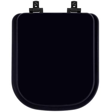 Imagem de Assento Sanitário Mdf Soft Close Quadra Preto Para Vaso Deca Com Ferragem Preta