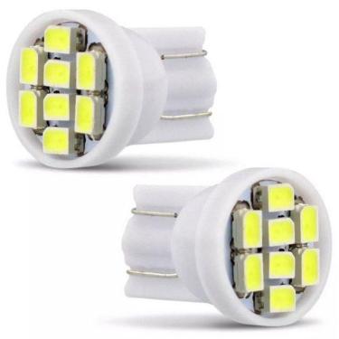 Imagem de Par Lâmpada Led Pingo T10 8 Leds 12V Branco