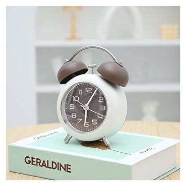 Imagem de Despertador quarto despertador alto para pessoas com sono pesado, silencioso sem tique-taque, luz de fundo noturna, operado por bateria alto com sino duplo despertador para escritório em casa, relógio