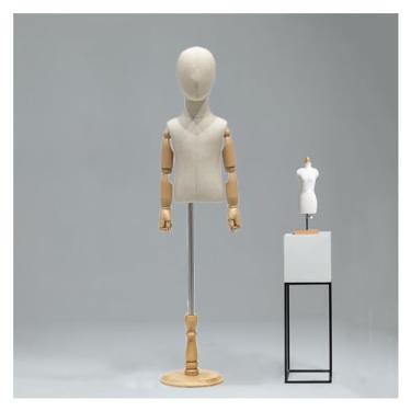 Imagem de Manequim de costura em forma de vestido infantil ajustável para manequim torso, manequim infantil com base de madeira para exibição de roupas de estúdio de janela, A, 135#