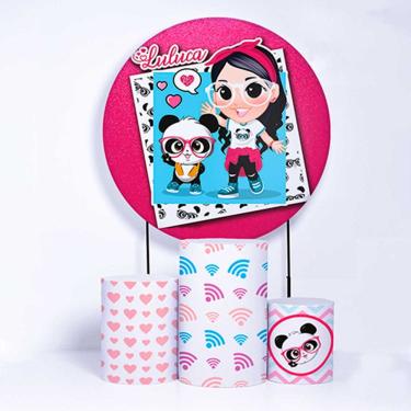 Imagem de Kit Painel de Festa Redondo de 1,80m e Trio de Cilindros Luluca - Fera Print