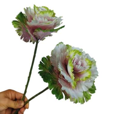 Imagem de Mellsunny 2 peças de flores artificiais de repolho rosa, ramos realistas de flores de seda falsa, buquê de flores de rosa para arranjo floral, decoração de mesa de cozinha para casa, casamento