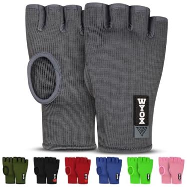 Imagem de Luvas internas para homens e mulheres com meia-luva e bandagens elásticas para proteção dos punhos. Ideais para Muay Thai, Kickboxing, MMA e artes marciais. Perfeitas para treinos. (Cinza, L/XL)