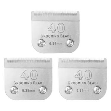 Imagem de MEMIRY 3 peças tamanho 40# lâminas removíveis para cuidados para cães, compatíveis com Andis, Oster A5, Wahl KM10 Series Clippers, comprimento de corte 0,25 mm, prata (40# 0,25 mm, 3 peças)
