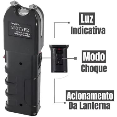 Imagem de Lanterna Tática 928 Type, 1000KV, Recarregável com LED de Alta Potência, Preta