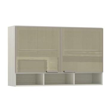 Imagem de Armário 120cm 2 Portas C/Vidro Reflecta Bronze + Nicho Lis