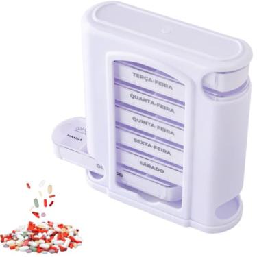 Imagem de kit com 1 e com 2 Unidades Porta Comprimido Organizador Remédio Semanal 28 Compartimentos (1)