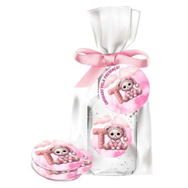 Imagem de kit 25 Lembrancinhas Alcool Gel Ursinha Rosa Maternidade e Chá De Bebê