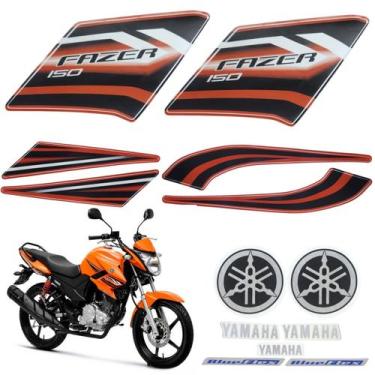 Imagem de Kit Gráfico Adesivo Completo Fazer 150 Sed 2014 2015 Laranja - MOTORYA