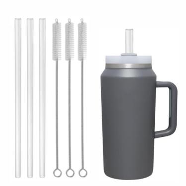 Imagem de Pacote com 3 canudos de substituição para copo Stanley de 1,8 g, escova de limpeza de canudo extralonga para Stanley Quencher H2.0 FlowState Copo isolado a vácuo de aço inoxidável