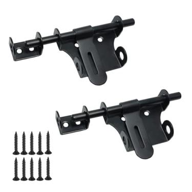 Imagem de Trava de portão de aço inoxidável resistente de 15 cm – HhdvdyWgd 2 peças de trava de parafuso deslizante preta para porta da frente, quarto, galpão de celeiro e cerca externa (preto)