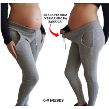 Imagem de Calça Gestante Algodão C/ Elastano Moletom Grávida Mamãe - Wild, Cinza