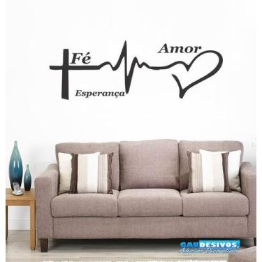 Imagem de Adesivo Decorativo De Parede Frase Fé, Amor E Esperança - Gaudesivos