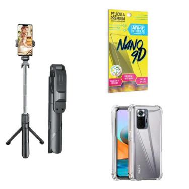 Imagem de Kit Tripé de Selfie + Capinha Xiaomi Mi Note 10Pro + Película 9D - Arm