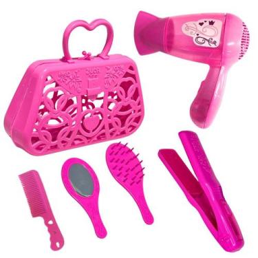 Imagem de Kit Maquiagem Brinquedo Beleza Infantil Menina Penteadeira 5 Pcs C/ Bo