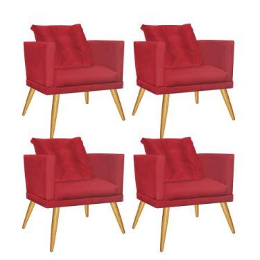 Imagem de Kit 04 Poltrona Cadeira Lucia Confort Com almofada Sala Recepção Escri