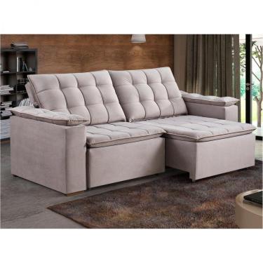 Imagem de Sofá Retrátil e Reclinável 3 Lugares 200cm Palermo Estofados Ferrari Veludo Paris Prata