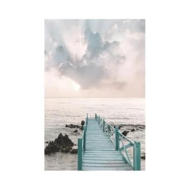 Imagem de Verão Praia Oceano Pintura Em Tela Ponte Tartaruga Gaivota Impressão D