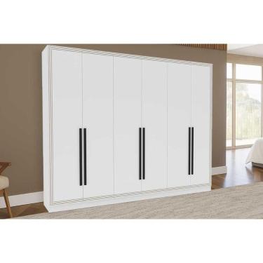 Imagem de Guarda Roupa Casal 6 Portas e 4 Gavetas Valência Branco - Politorno