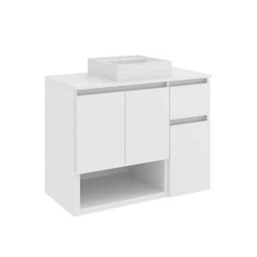 Imagem de Gabinete Suspenso com Cuba Aurora 3 Portas 1 Gaveta Branco