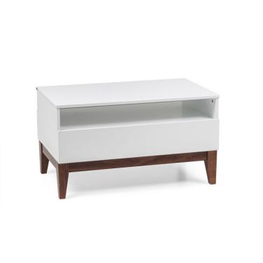 Imagem de Mesa de Centro Retangular Fresh 1 Gaveta Branca e Imbuia